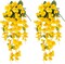 Artificial Hibiscus Fake Hanging Flowers Plants for Outdoors Spring Summer Decor, 2pcs Yellow Silk Hibiscus Long Trailing Vines UV Resistant Realistic Faux Flower